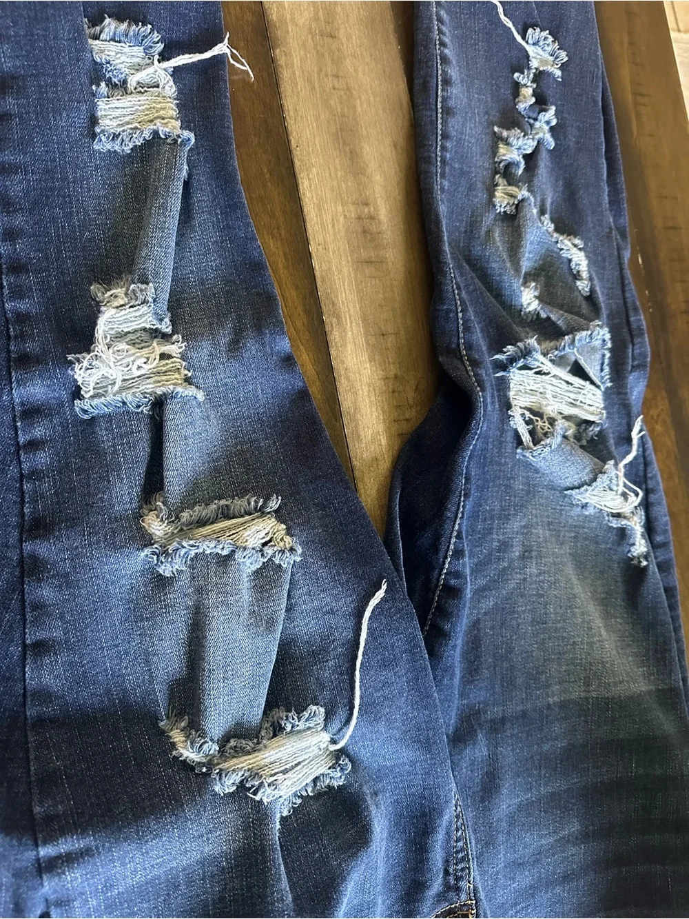 Distressed Dark Blue Ripped Jeans - Picture 2 of 2